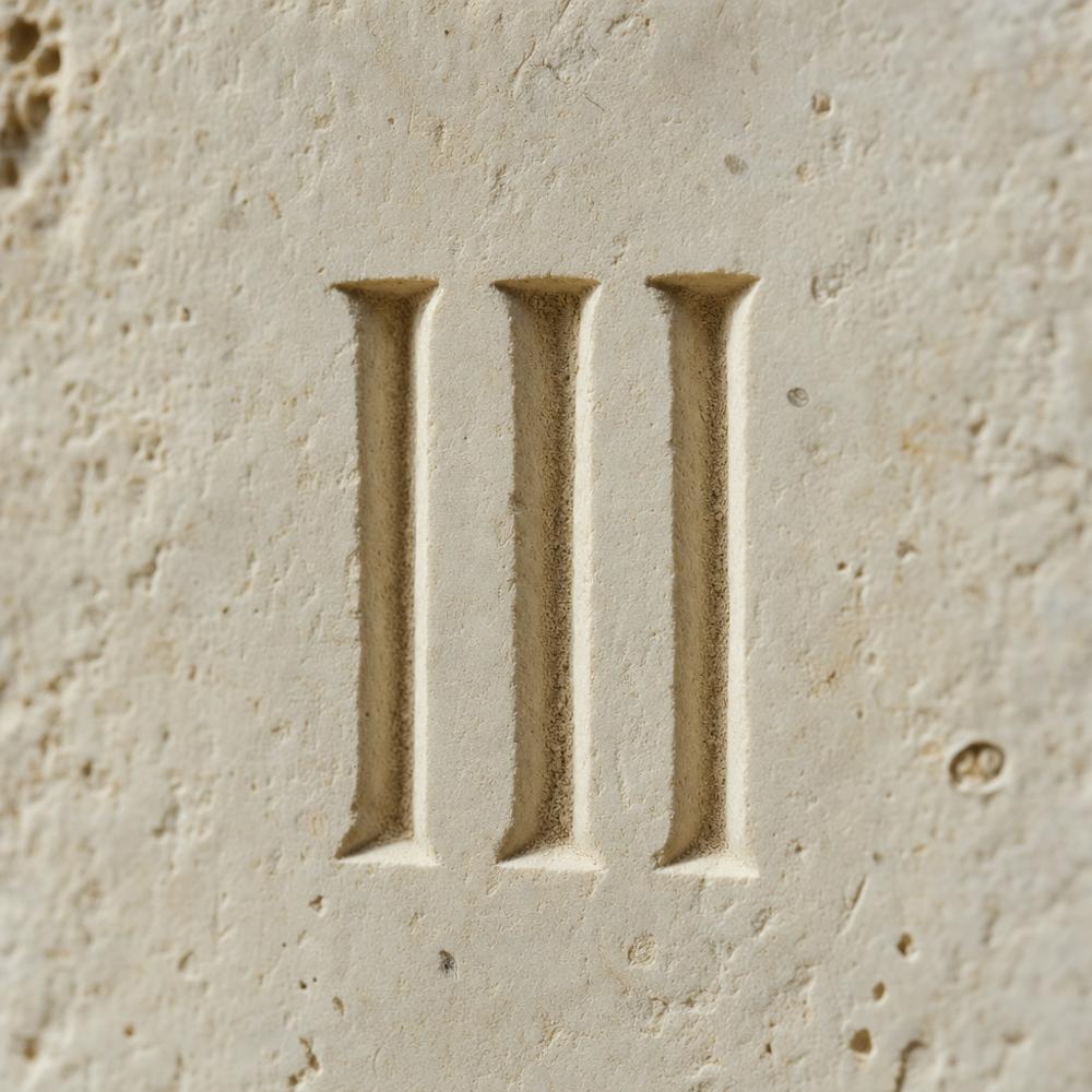 A roman numeral carved into limestone